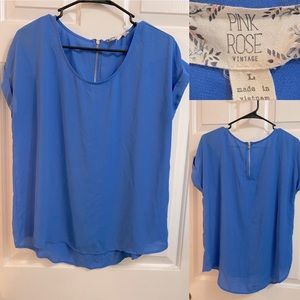 Sky Blue short sleeve dressy top